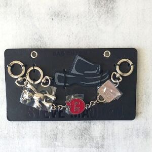 Steve Madden Handbag / Key Chain 2 Charms Accent w Teddy Bear and NY & Bag Charm